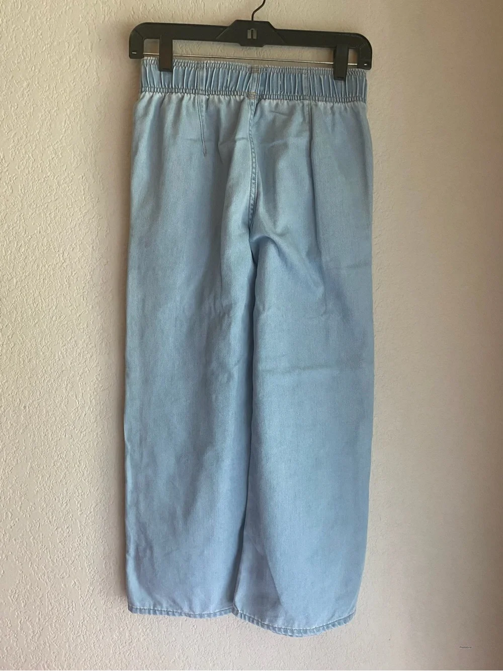 Light Wash Elastic Waist Wide Leg Jeans